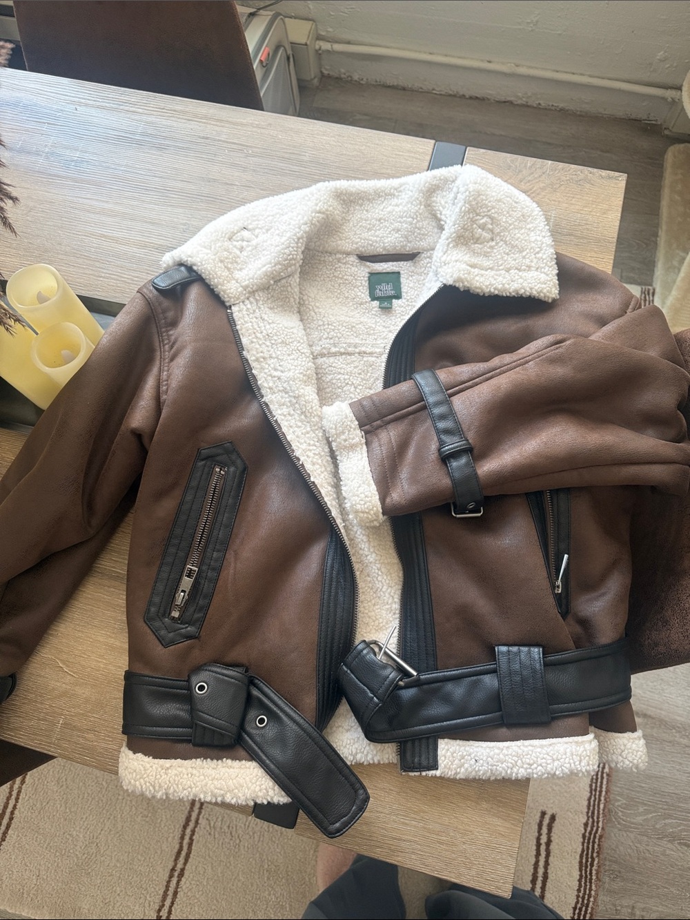 wild fable Brown Jacket with Cream Sherpa Lining